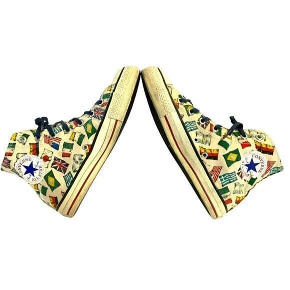 Vintage Converse Chuck Taylor RARE Flags "All Nations" Unisex Womens 8 Mens 6 - Picture 9 of 10
